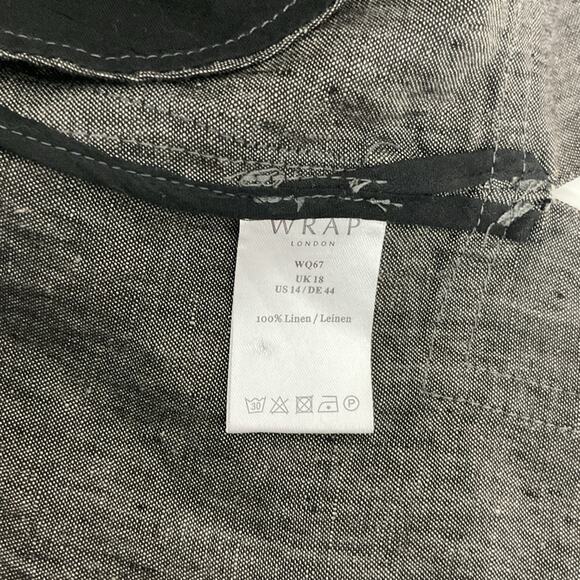 WRAP London Full Zip 100% Linen Jacket Lagenlook Gray Sz 14 - Picture 8 of 8